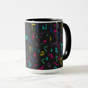 Neon-Helle Markierungen auf Schwarz Tasse
