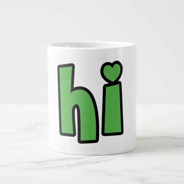 Neon Hello, Heart Included 🌿 Glow-in-the-Dark "Hi Jumbo-Tasse (Vorderseite)