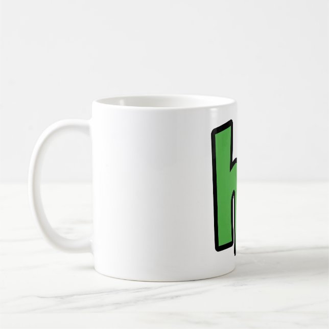Neon Hello, Heart Included 🌿 Glow-in-the-Dark "Hi Kaffeetasse (Links)