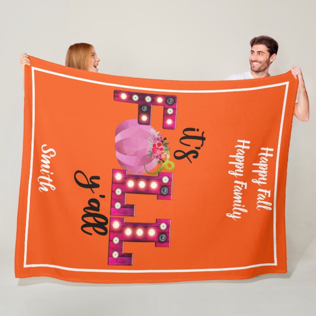 Neon Herbst Autumn Text und Farbe anpassen Fleecedecke (Beispiel)