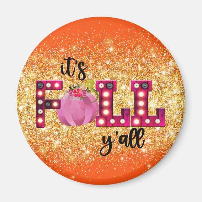 Neon Herbst Autumn Text und Farbe anpassen Magnet (Vorne)