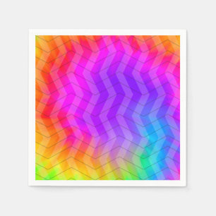 Neon Herringbone Trippy Hippie Rainbow Serviette