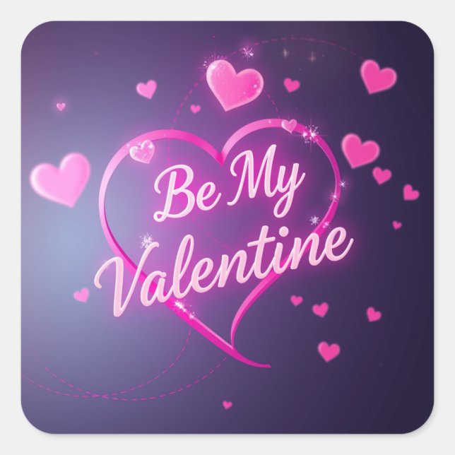 Neon-Herz Valentinstag  Quadratischer Aufkleber (Vorderseite)