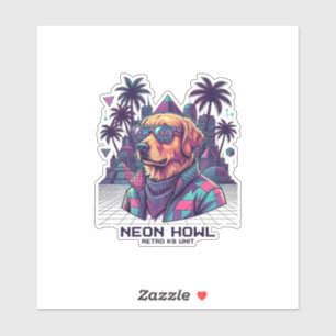 Neon Heul Retro K9 Einheit Hunde Sonnenbrille Palm Aufkleber