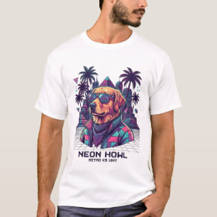 Neon Heul Retro K9-Einheit Hunde-Sonnenbrille Palm T-Shirt