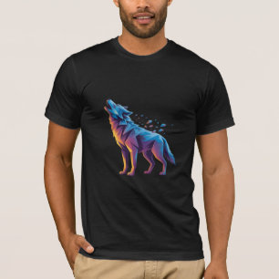 Neon heulender Wolf – Geometrischer Geist T-Shirt