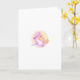 Neon-Hexen-Halloween-Grußkarte – Retro-Spooky Karte