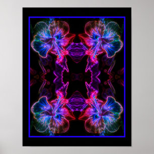 Neon Hibiskus Abstrakte Blume Art Poster