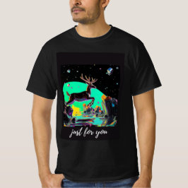 Neon-Hirsch-T - Shirt Futuristisches Tierhemd