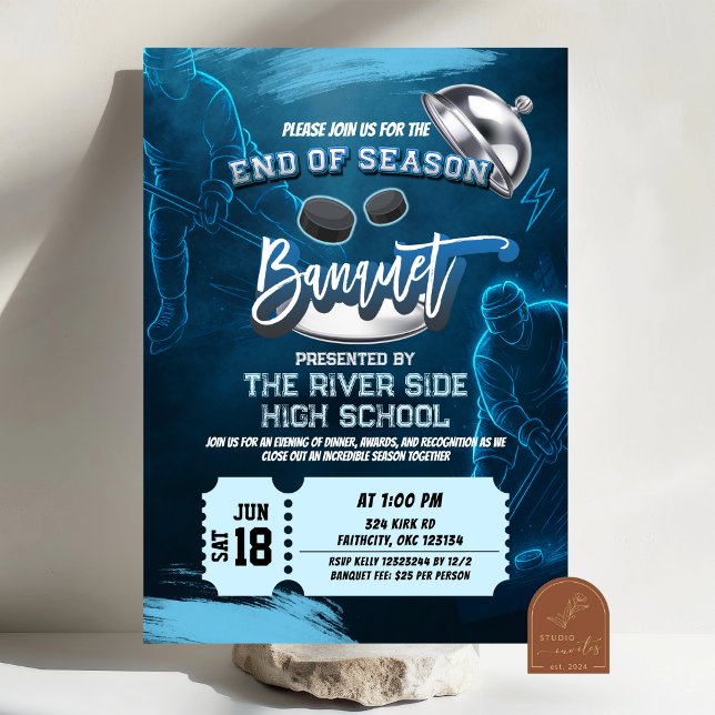 Neon Hockey End of Season Banquet Party Einladung (Von Creator hochgeladen)