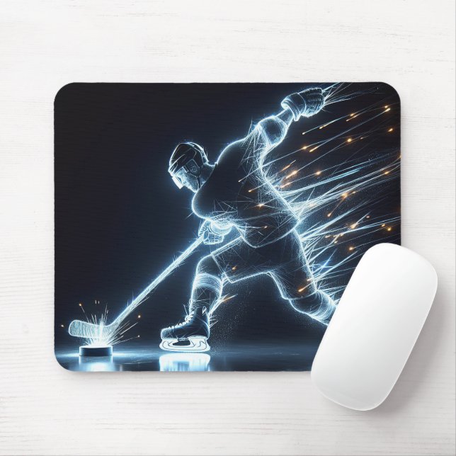 Neon Hockey Player auf Eis Mousepad (Mit Mouse)