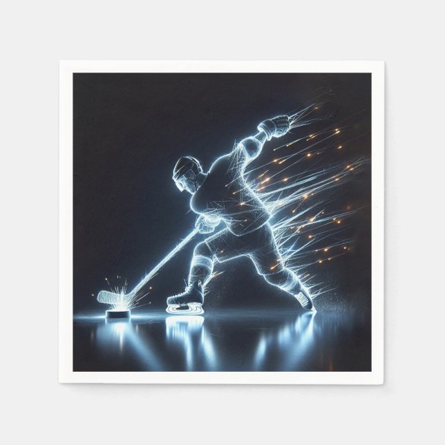 Neon Hockey Player auf Eis Serviette (Vorderseite)