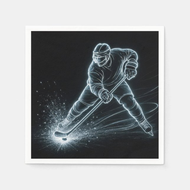 Neon Hockey Player On Ice Serviette (Vorderseite)