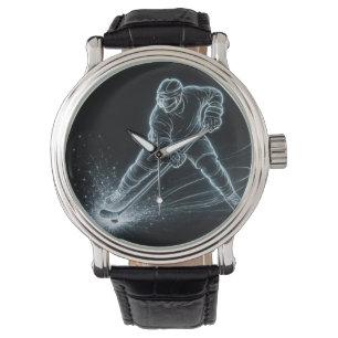 Neon-Hockeyspieler auf Eis Armbanduhr