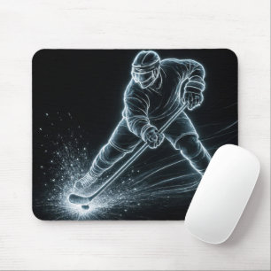 Neon-Hockeyspieler auf Eis Mousepad