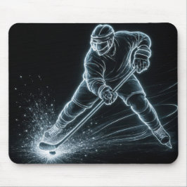 Neon-Hockeyspieler auf Eis Mousepad