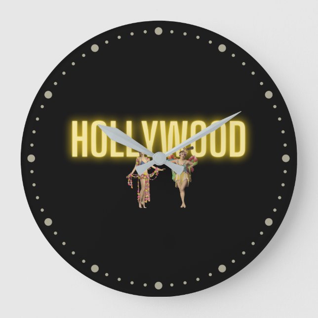 Neon Hollywood & Vintag Beauties Große Wanduhr (Vorderseite)