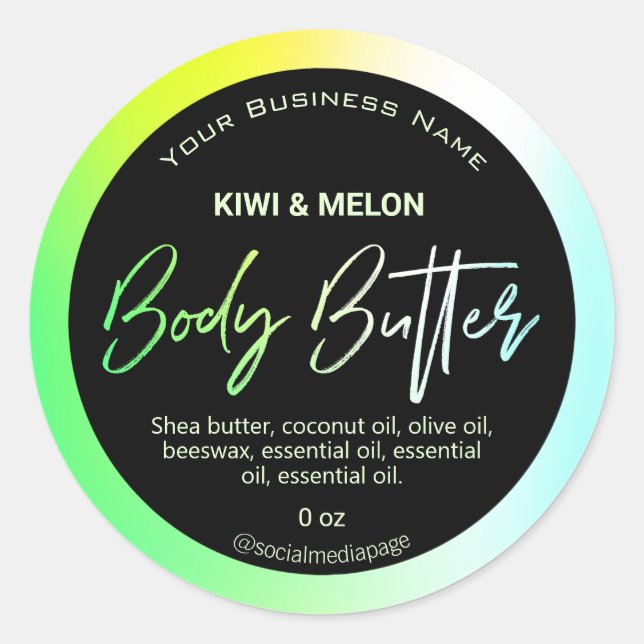 Neon Holographic and Black Body Butter Labels Runder Aufkleber (Vorderseite)