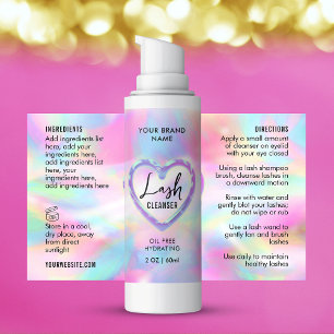 Neon Holographic Girly Lash Cleanser Flasche Rechteckiger Aufkleber