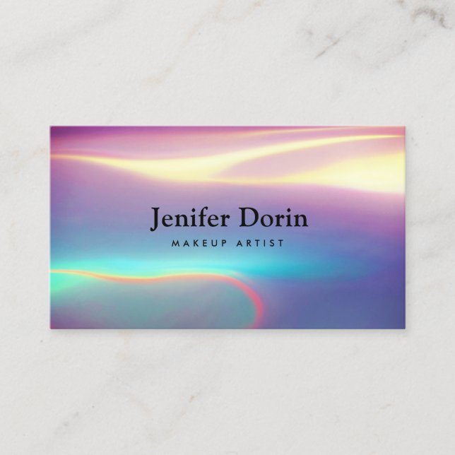 Neon Holographic Modern Textures QR Code Visitenkarte (Vorderseite)