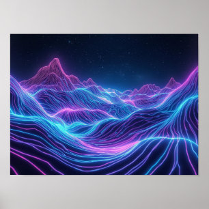 Neon-Horizont: Eine topografische Odyssee durch Poster