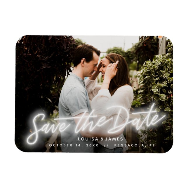 Neon Horizontal Foto Save the Date Magnet (Horizontal)