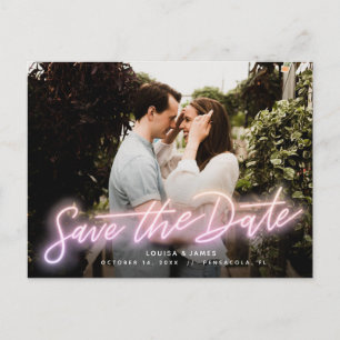 Neon Horizontal Foto Save the Date Postkarte