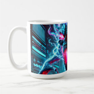 Neon-Horror-Monster Glühende Augen Cyberpunk Dunkl Kaffeetasse