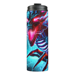 Neon-Horror-Monster Glühende Augen Cyberpunk Dunkl Thermosbecher