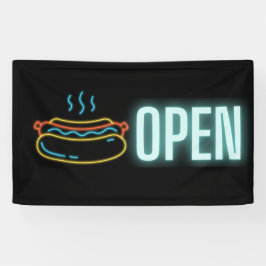 Neon Hot Dog Öffnen Indoor Vinyl Banner