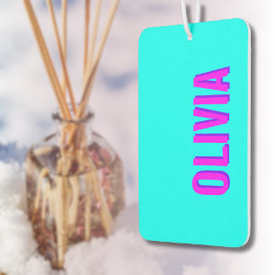 Neon Hot Pink 3D Moderner Name Trendy Cool Blue Autolufterfrischer