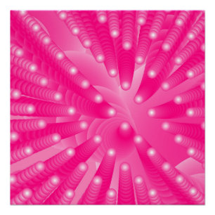 Neon-Hot-Pink-3D-Tunnel-Illusion-Abstrakte-Kunst Poster