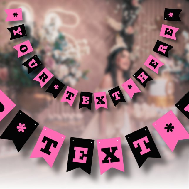 Neon Hot Pink und Black Color | Anpassen Wimpelkette (Von Creator hochgeladen)