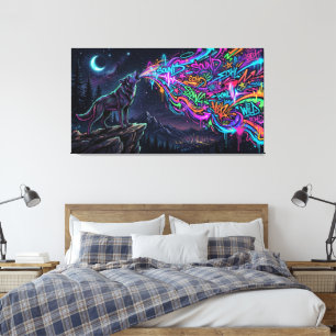 Neon Howl – Urban Wolf Energy Leinwanddruck