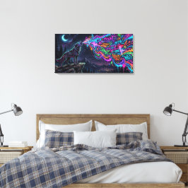 Neon Howl – Urban Wolf Energy Leinwanddruck