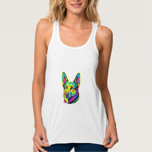 Neon-Hund Bunt Vektor-Porträt Tank Top