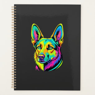 Neon-Hund buntes Vektorportrait Planer