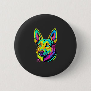Neon-Hund Buntes Vektorporträt Button