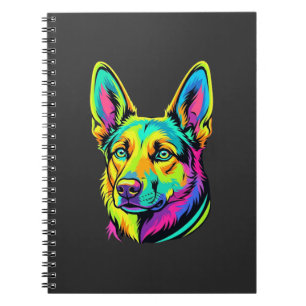 Neon-Hund Buntes Vektorporträt Notizblock