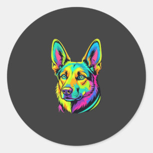Neon-Hund Buntes Vektorporträt Runder Aufkleber