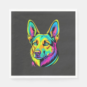 Neon-Hund Buntes Vektorporträt Serviette
