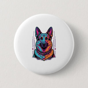 Neon-Hundeporträt Vintage-Gravur Grafik_1 Button