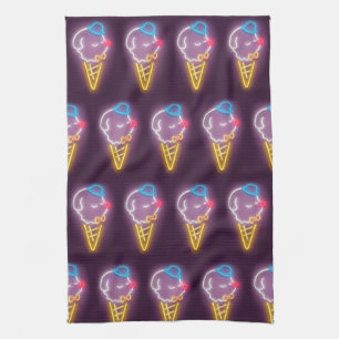 Neon Ice Cream Dog Geschirrtuch