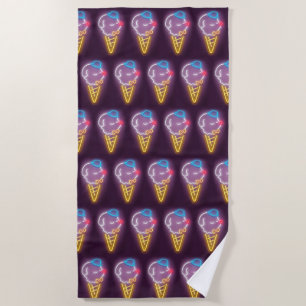 Neon Ice Cream Dog Strandtuch