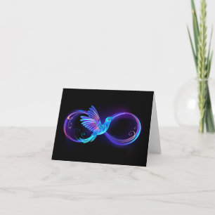 Neon Infinity Symbol mit dem leuchtenden Hummingbi Ankündigung