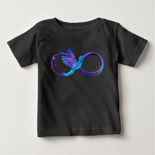Neon Infinity Symbol mit dem leuchtenden Hummingbi Baby T-shirt