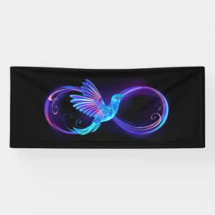 Neon Infinity Symbol mit dem leuchtenden Hummingbi Banner