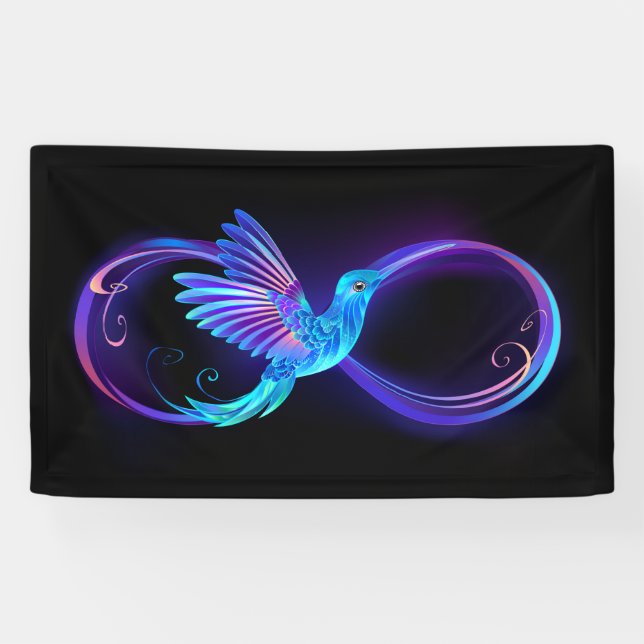 Neon Infinity Symbol mit dem leuchtenden Hummingbi Banner (Horizontal)