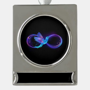 Neon Infinity Symbol mit dem leuchtenden Hummingbi Banner-Ornament Silber