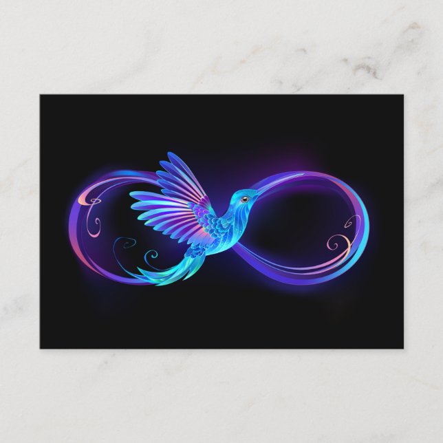 Neon Infinity Symbol mit dem leuchtenden Hummingbi Begleitkarte (Vorderseite)